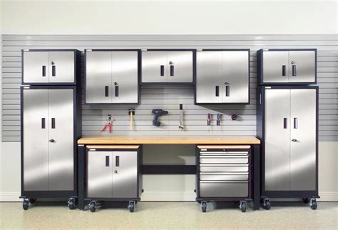 stainless steel over head storage cabinet|Stainless steel Garage Storage Systems .